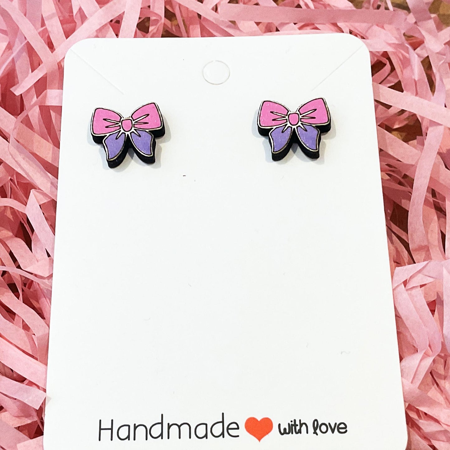 Pink Bow Stud Earrings