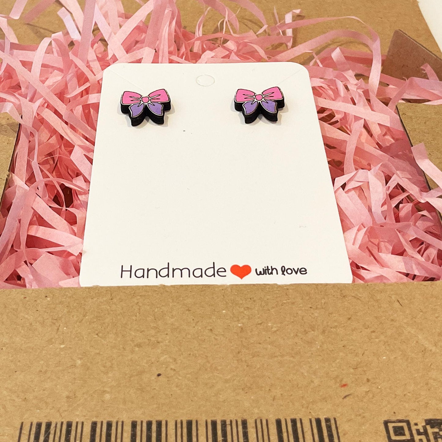 Pink Bow Stud Earrings