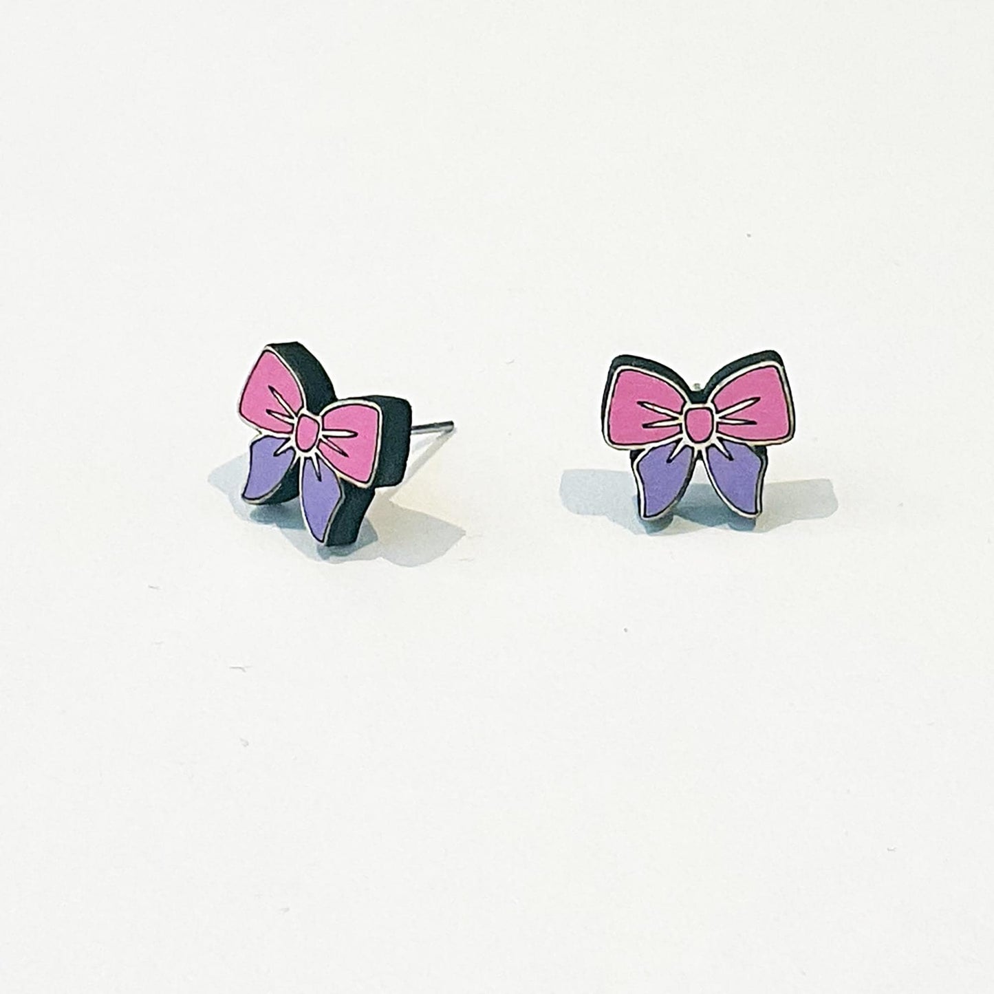 Pink Bow Stud Earrings