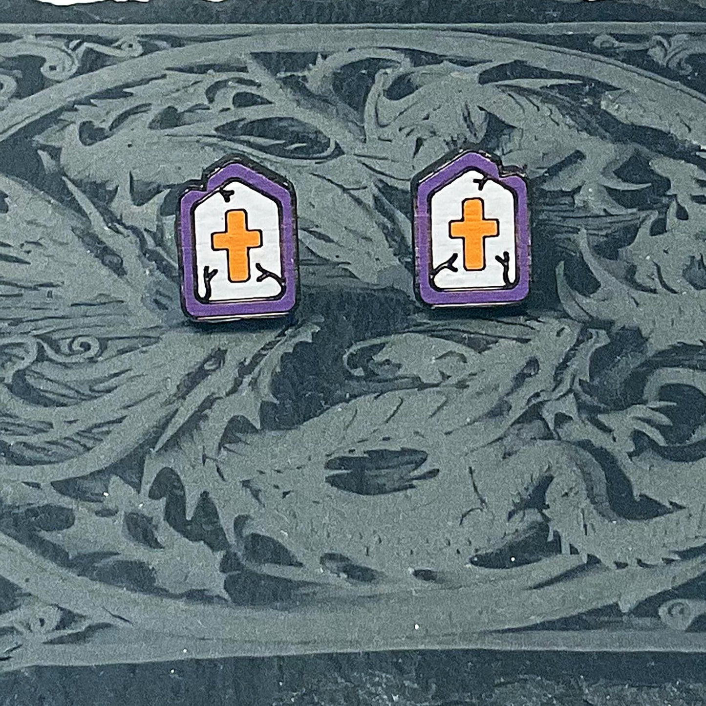 Halloween Gothic Tombstone Stud Earrings
