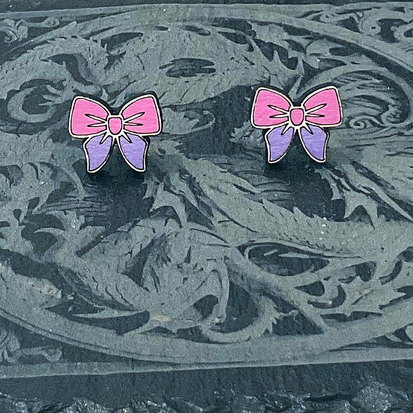 Pink Bow Stud Earrings
