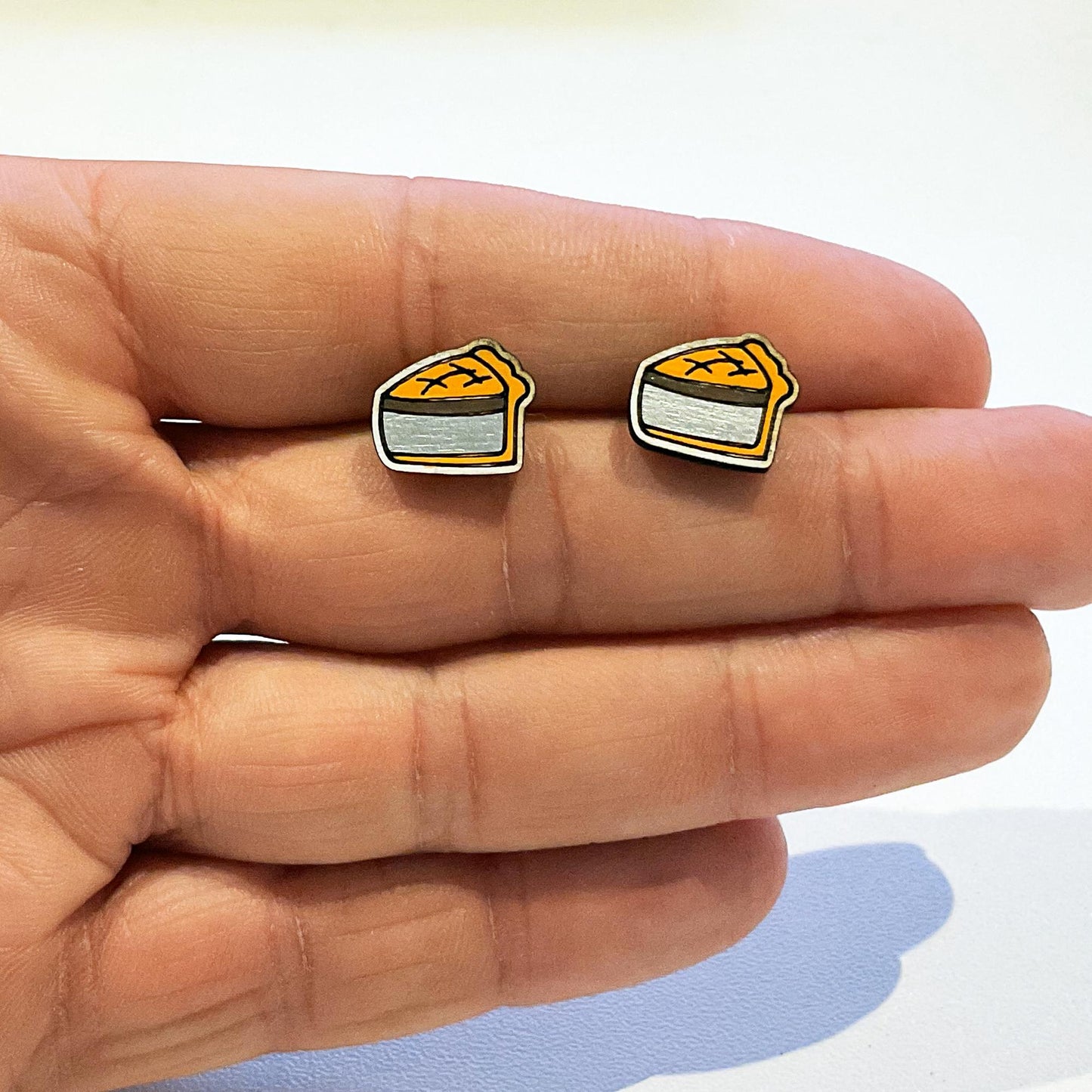 Pork pie stud earrings
