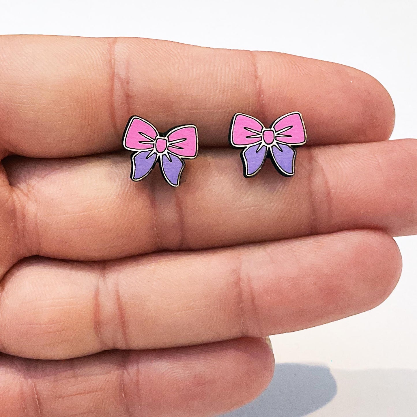 Pink Bow Stud Earrings