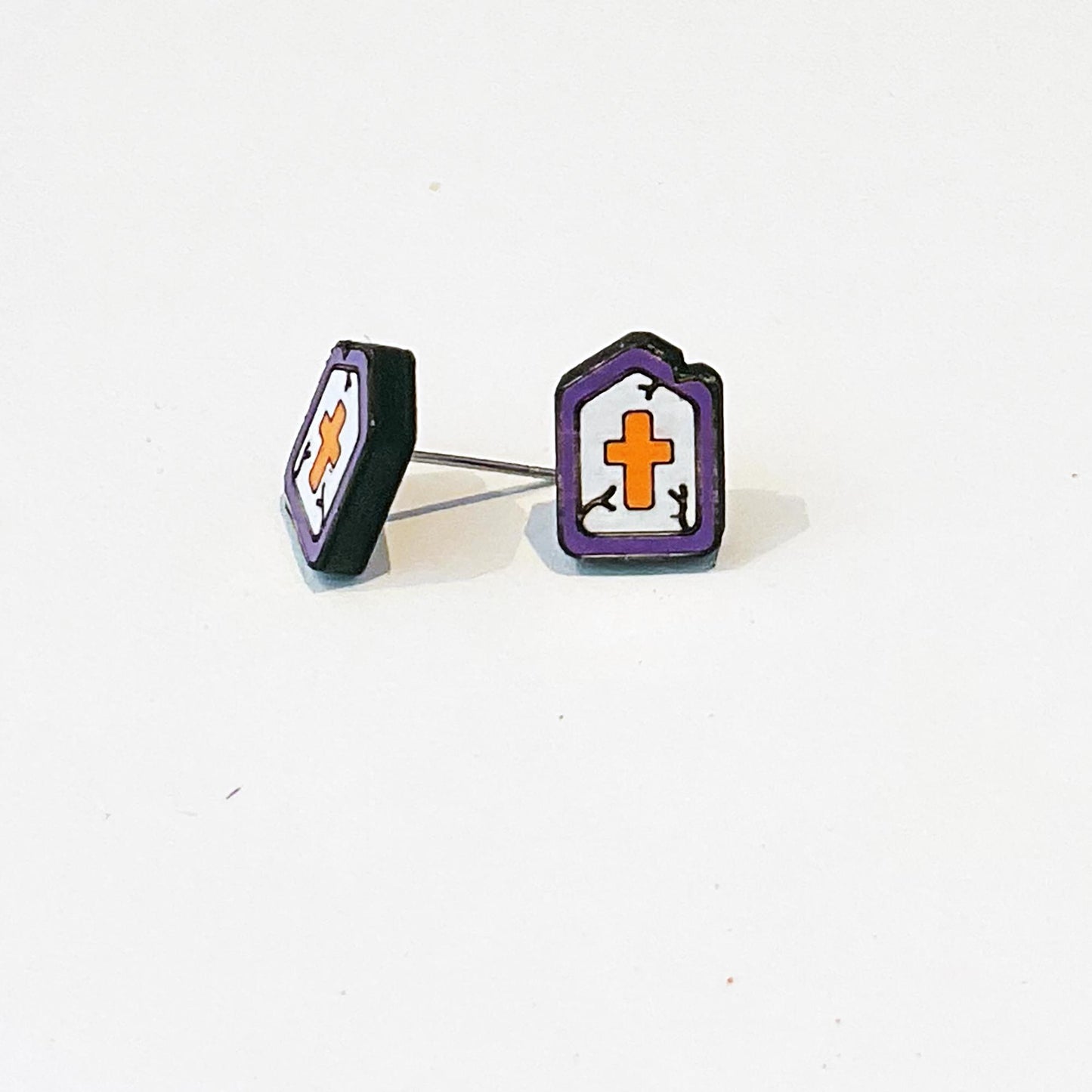 Halloween Gothic Tombstone Stud Earrings