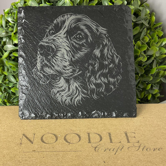 English Cocker Spaniel Slate Coaster – Engraved Dog Coaster